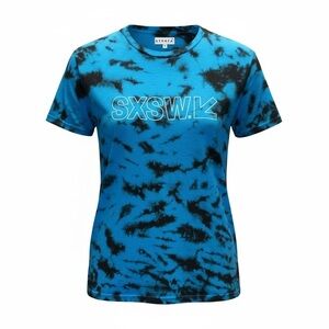 EUC SXSW Blue Black Tie-Dye Graphic T-Shirt South X Southwest - Size Small